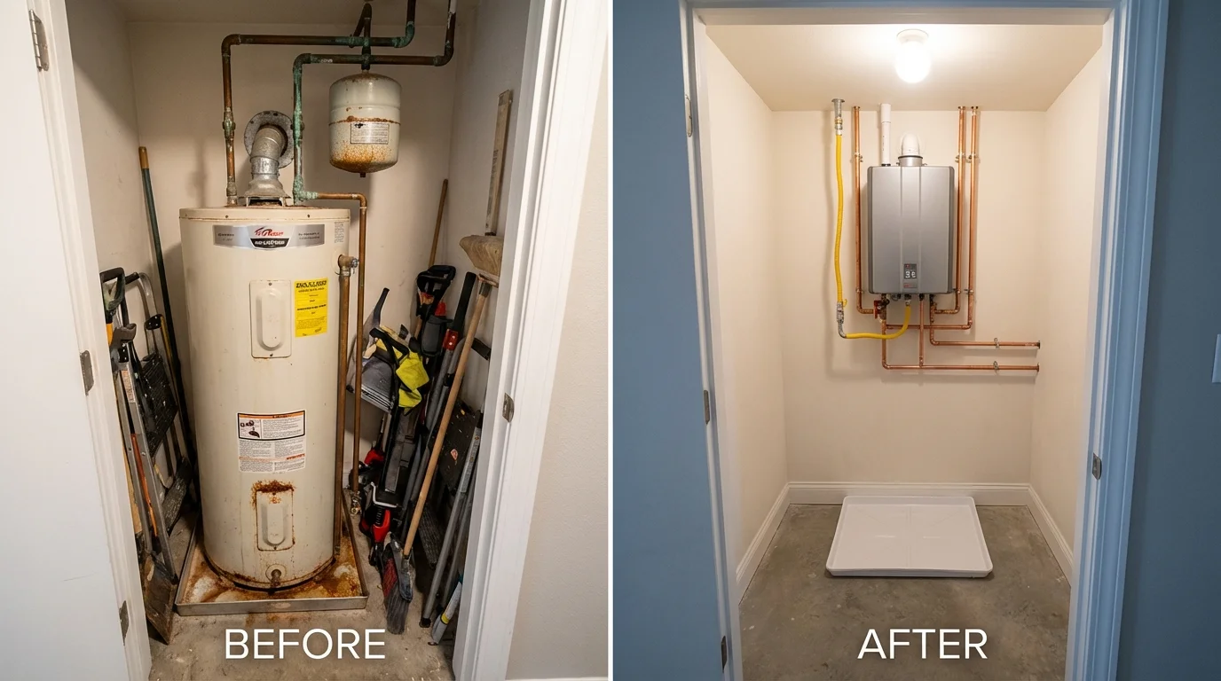 Tank water heater versus wall-mounted tankless unit comparison for Saint Anthony, ID homeowners
